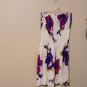 Floral White and Purple Women's Skirt